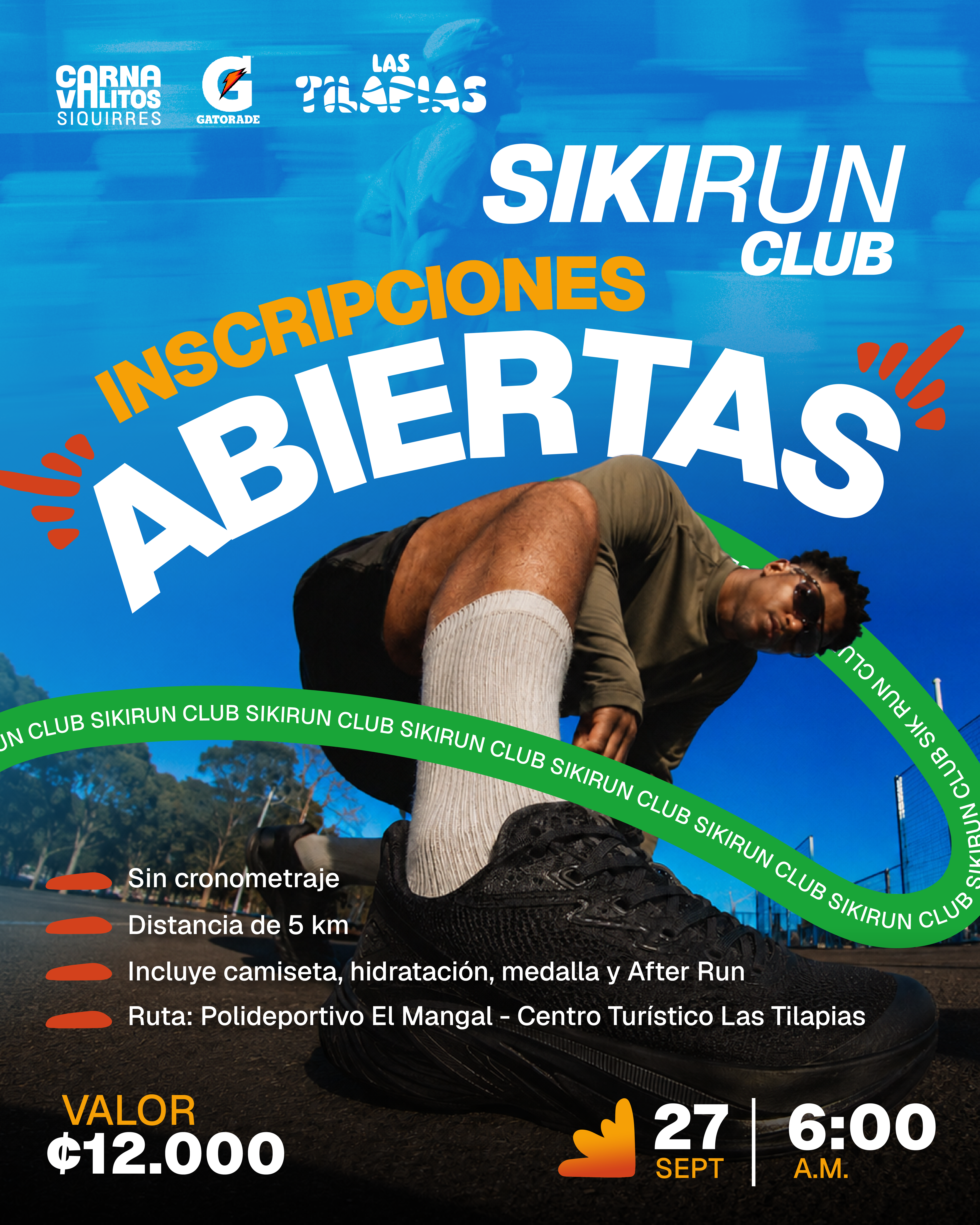 Afiche SIKIRUN Club: inscripciones abiertas, 5 km sin cronometraje, 27 de setiembre a las 6:00 a. m.